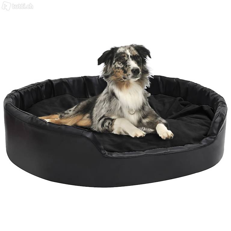  Hundebett Schwarz 99x89x21 cm Plüsch und Kunstleder
