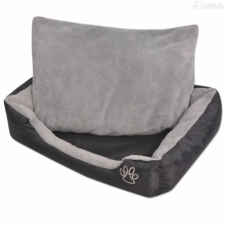  Hundebett mit gepolstertem Kissen Grösse XL Schwarz